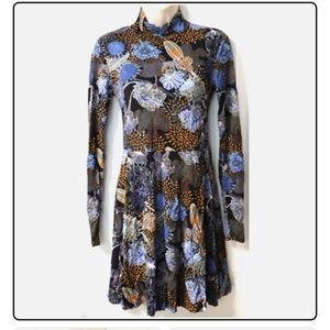 Beautiful Floral Stretch Mockneck Midi Dress